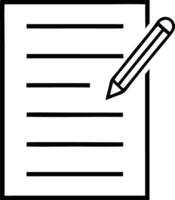 A black and white drawing of a pen and paper vector