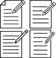 Four blank paper with a pen and pencil vector