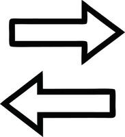 Two arrows pointing in opposite directions, black and white, representing movement, reversal, and exchange, ideal for illustrating back-and-forth concepts, cycle, and flow. vector