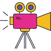 Retro object movie camera icon png
