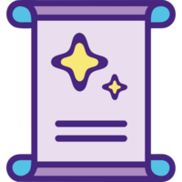 Magical scroll with glowing star png