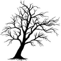 Bare Tree Silhouette On White Background vector
