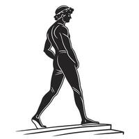 Ancient Greek Athlete Walking Down Steps vector