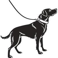 Black Labrador Retriever Silhouette On Leash vector