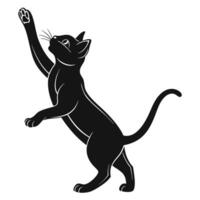 Black Cat Silhouette Reaching Up vector