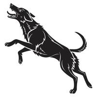 Black Dog Leaping Illustration Graphic vector