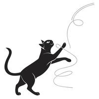 Black Cat Playing With A String vector