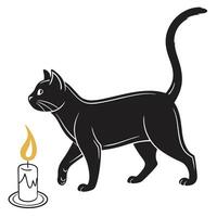 Black Cat And Candle Design vector