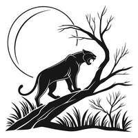 Black Panther On A Tree Branch vector