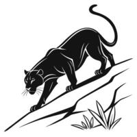 Black Panther Crawling On The Branch vector