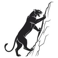 Black Panther Climbing Silhouette Graphic Element vector