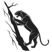 Black Panther Climbing Tree Monochrome vector