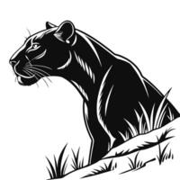 Black Panther Silhouette On White Background vector
