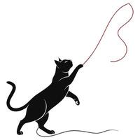 Cat Playing With String Silhouette Design vector