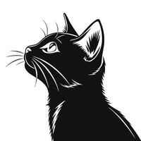 Cat Silhouette Looking Upwards Illustration vector
