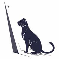 Cat Watching Star On Open Laptop vector