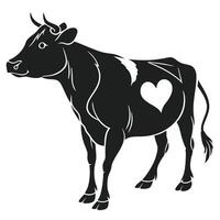 Cow Illustration With Heart Shape Design vector