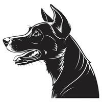 Dog Portrait Black Silhouette On White vector