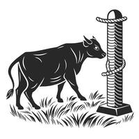 Cow With A Scratching Post vector