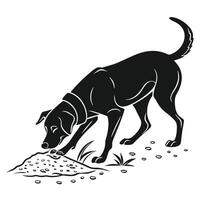 Dog Sniffing Ground Black And White vector