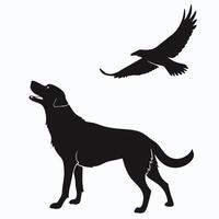 Dog And Bird Silhouette Design vector