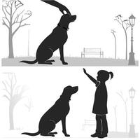 Dog In The Park With Child vector