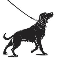 Dog On Leash Silhouette Illustration vector