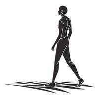 Elegant Person Walking Silhouette Black White vector
