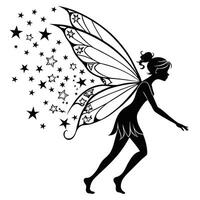 Elegant Fairy Silhouette With Starry Wings vector