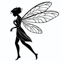 Elegant Fairy With Wings Black Silhouette vector