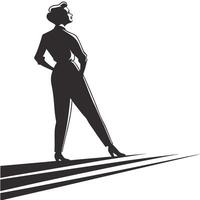 Elegant Silhouette Of Woman In Monochrome vector