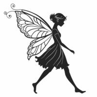 Elegant Fairy Silhouette With Butterfly Wings vector