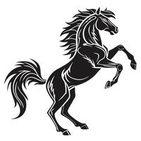 Elegant Prancing Horse Black And White vector