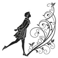 Elegant Silhouette With Botanical Design Element vector