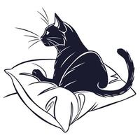 Elegant Cat Resting On Pillow vector