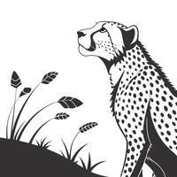 Elegant Cheetah Illustration In Black vector