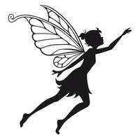 Fairy Silhouette Flying With Wings Up vector
