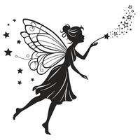 Fairy Silhouette With Stars And Magic vector