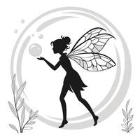Fairy With Bubbles Silhouette Illustration vector