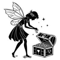Fairy Adding Coins To Treasure Chest vector