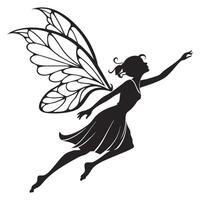 Flying Fairy Silhouette With Open Hand vector