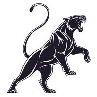 Growling Panther Black And White vector