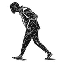 Geometric Man Walking Black Silhouette vector