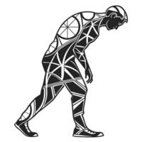 Geometric Man Bending Monochrome Silhouette vector