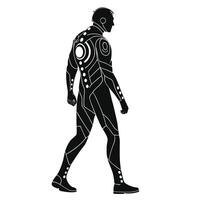 Futuristic Silhouette Man Walking Forward Design vector