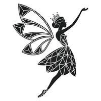 Geometric Fairy Silhouette With Crown Design vector