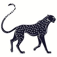 Graphic Silhouette Of A Walking Cheetah vector