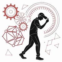 Man With Gear Technology And Science vector