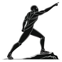 Man Reaching Forward On Mountain Peak vector