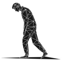 Low Poly Depressed Man Walking Silhouette vector